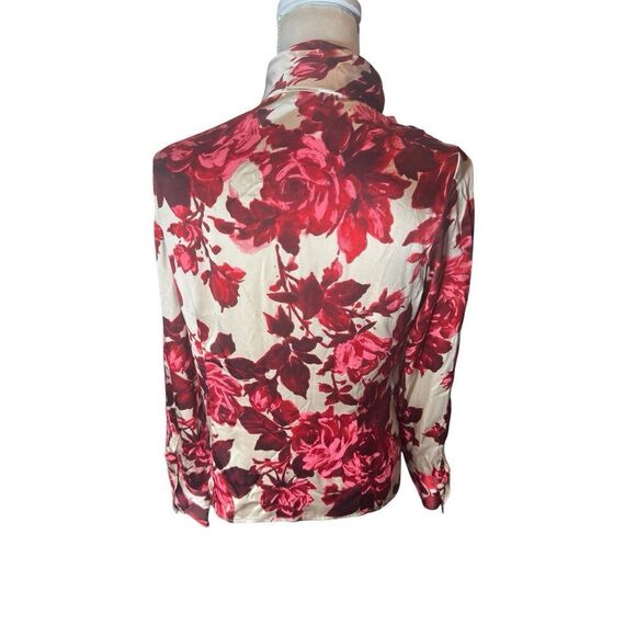 Brooks Brothers 100% Silk Floral Blouse Tie Artsy Romantic Cottage Core Sz 8 - Picture 4 of 6